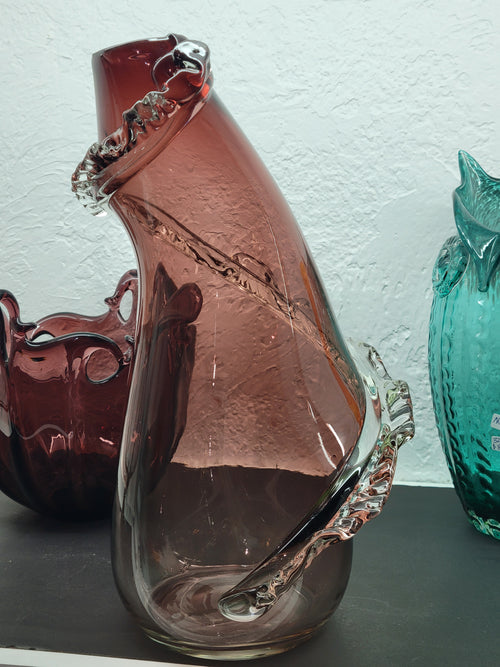 Amethyst Ruffle Art Glass Vase